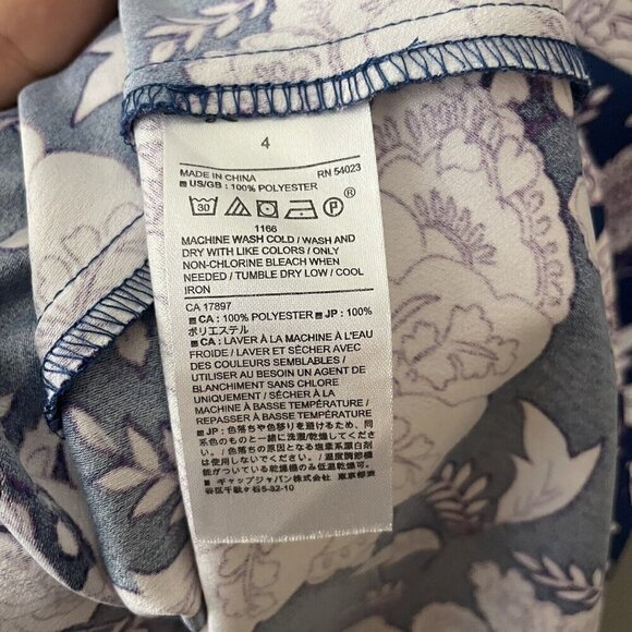 Banana Republic A Line Dress Sz 4 Blue Floral Sleeveless Pencil Sheath Wedding - Picture 10 of 10